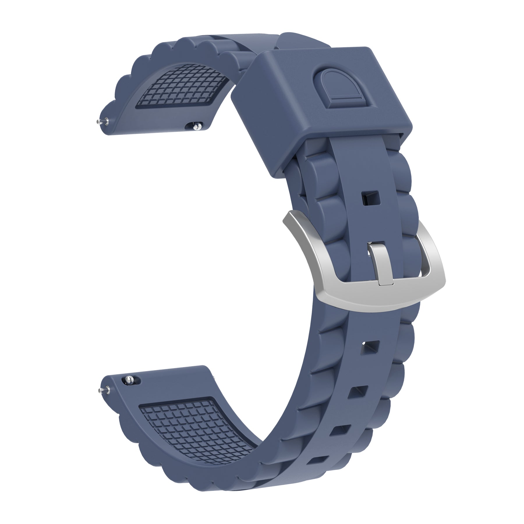 Universal 24mm Wave Silicone Strap (Greyblue)