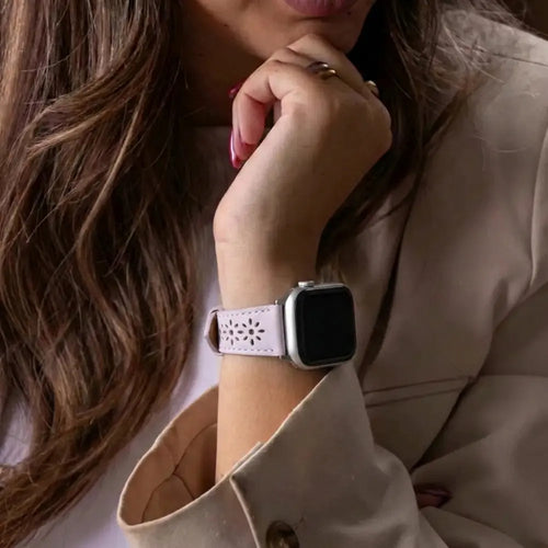 Apple Watch Patterned Leather Strap (Lilac)