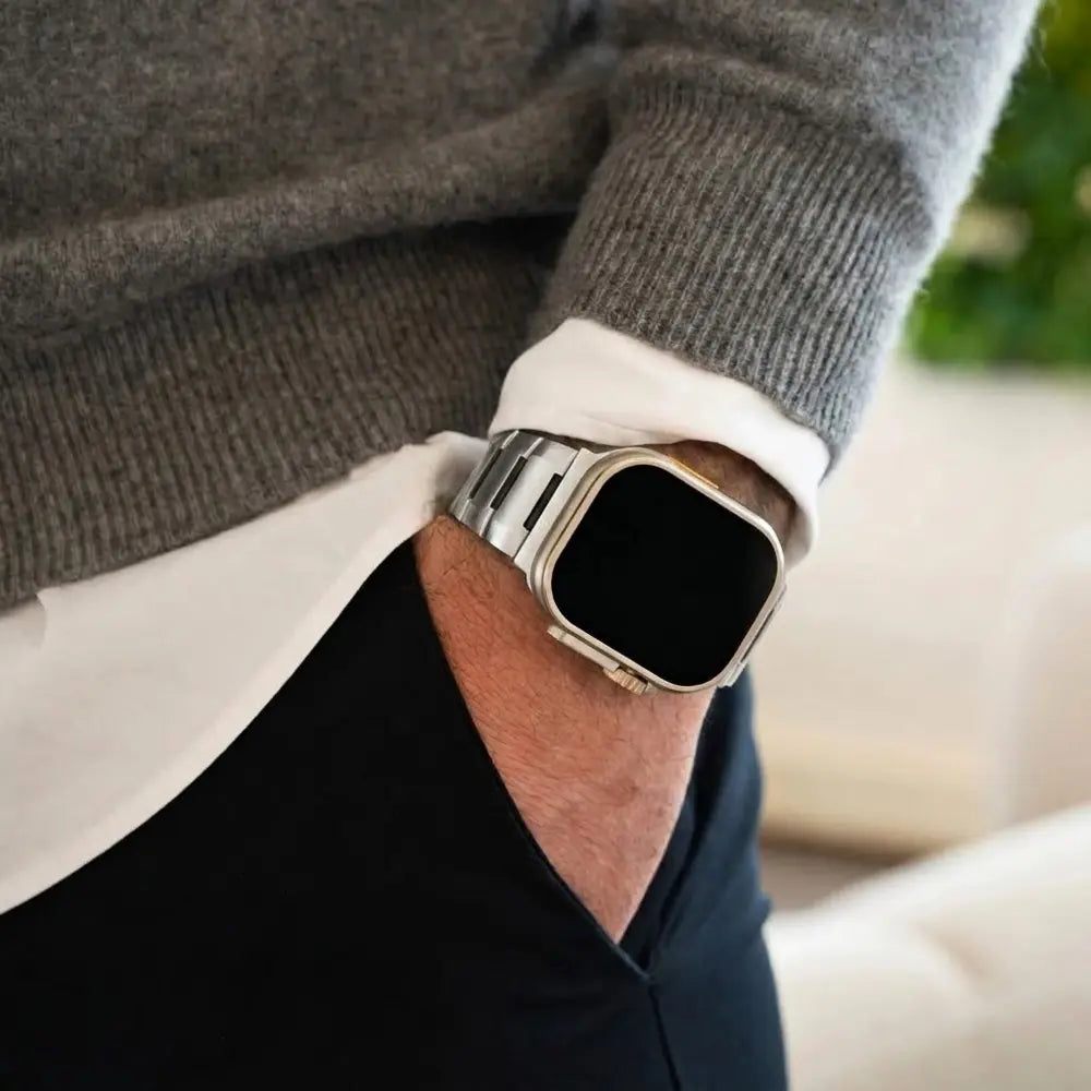 Apple Watch Steel Hybrid Strap (Titanium-Black)