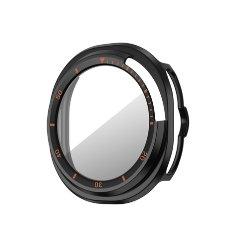 Bandz Samsung Galaxy Watch 8 Classic Bezel Cover with Glass (Black/Orange)