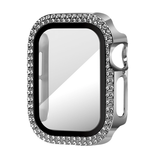 Bandz Funda diamante con vidrio Apple Watch 10/11 - 42mm (plateado)
