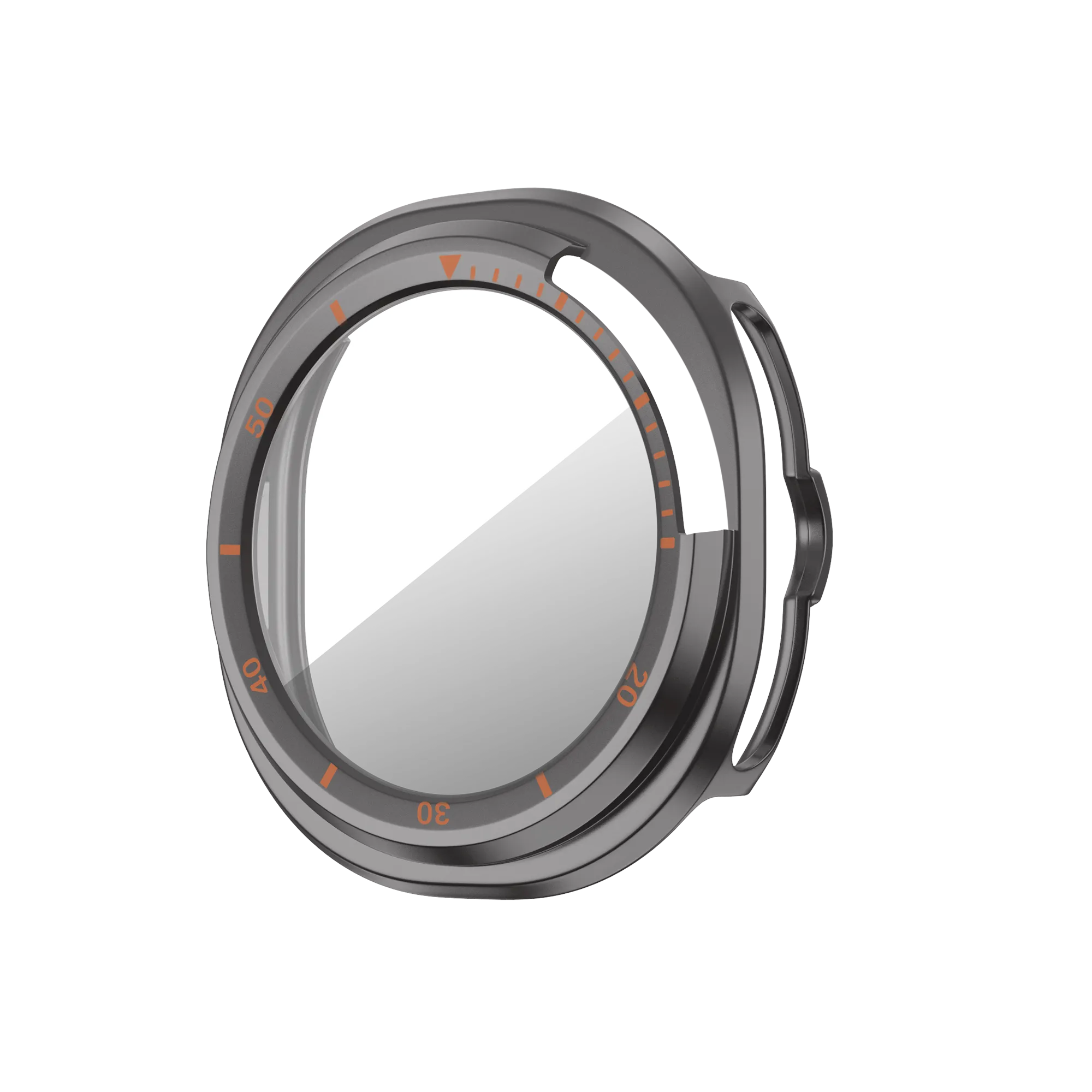 Bandz Samsung Galaxy Watch 8 Classic Bezel Cover mit Glas (Titan Grau/Orange)