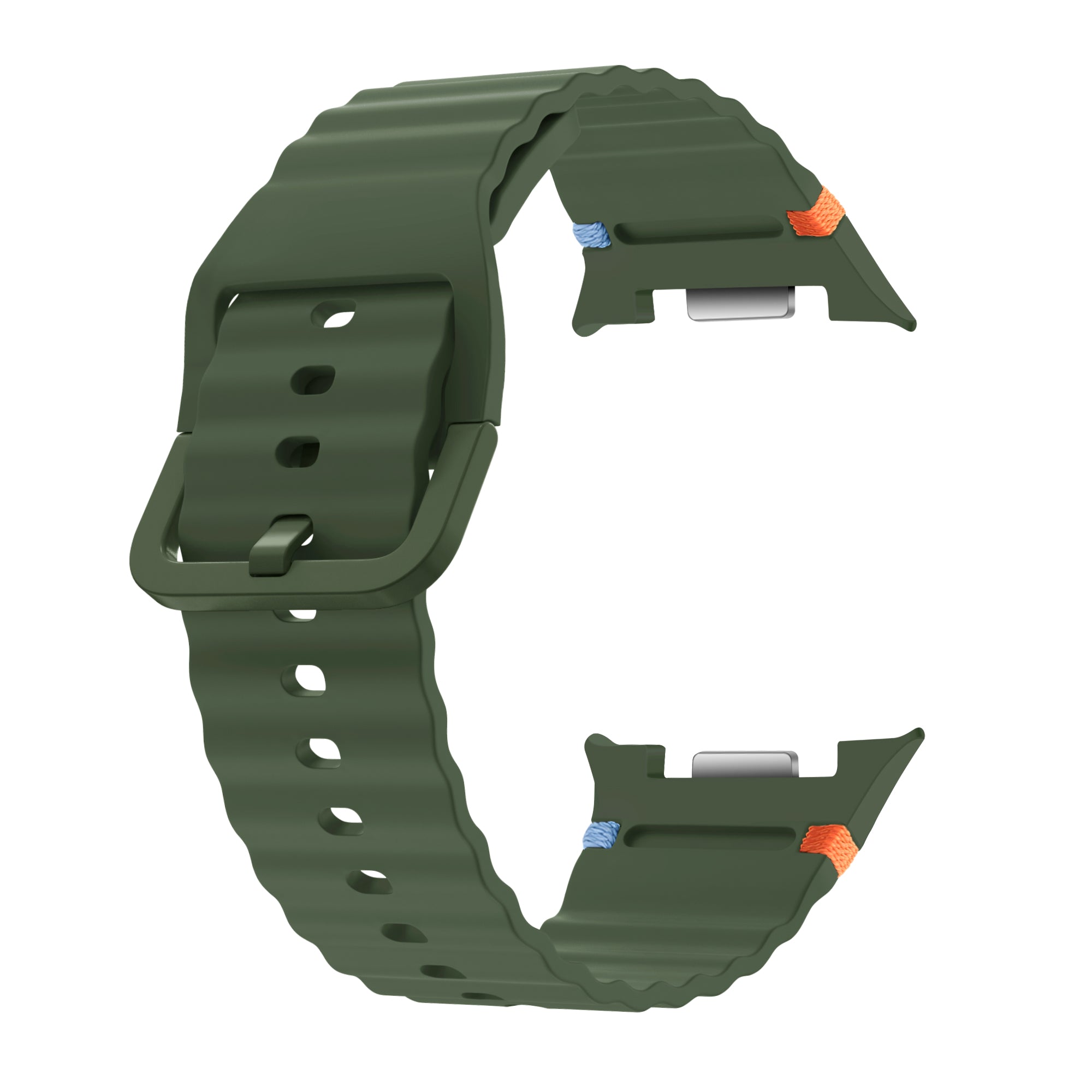 Samsung Galaxy Watch 9 - 44mm Wave Silicone Strap (Army Green)