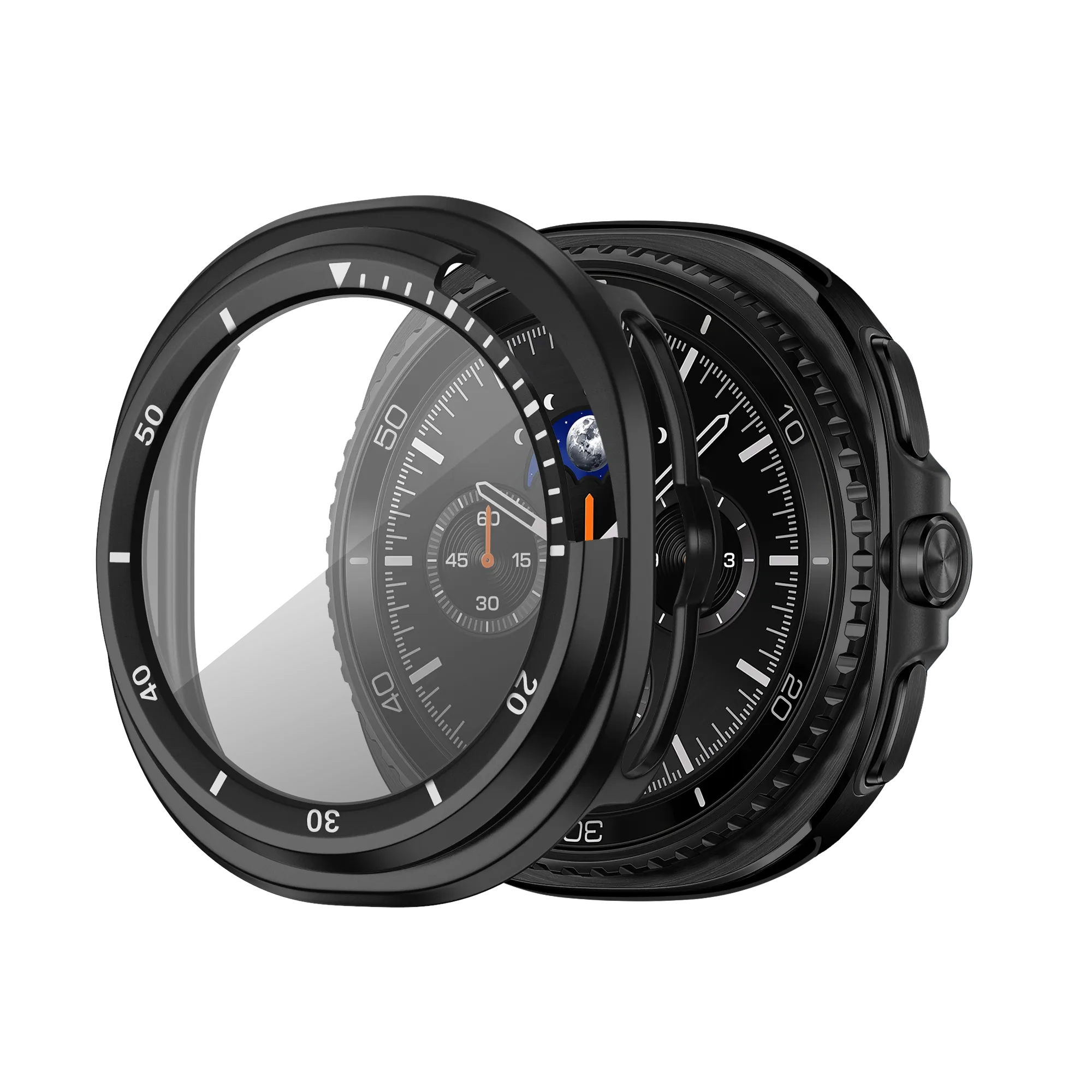 Bandz Samsung Galaxy Watch 8 Classic bezel hoesje met glas (zwart/wit)