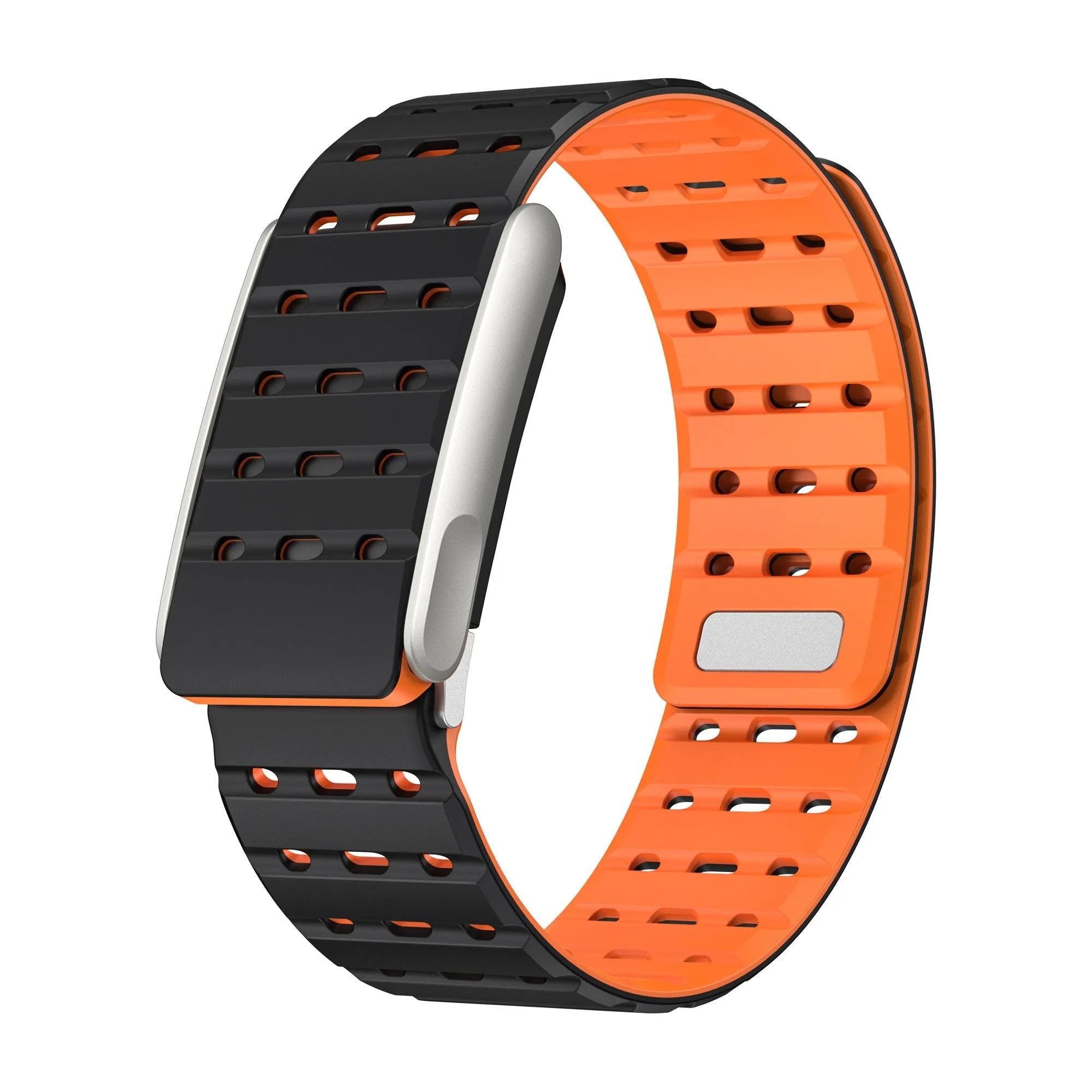 Bracelet silicone magnétique compatible avec Whoop MG (noir/orange)