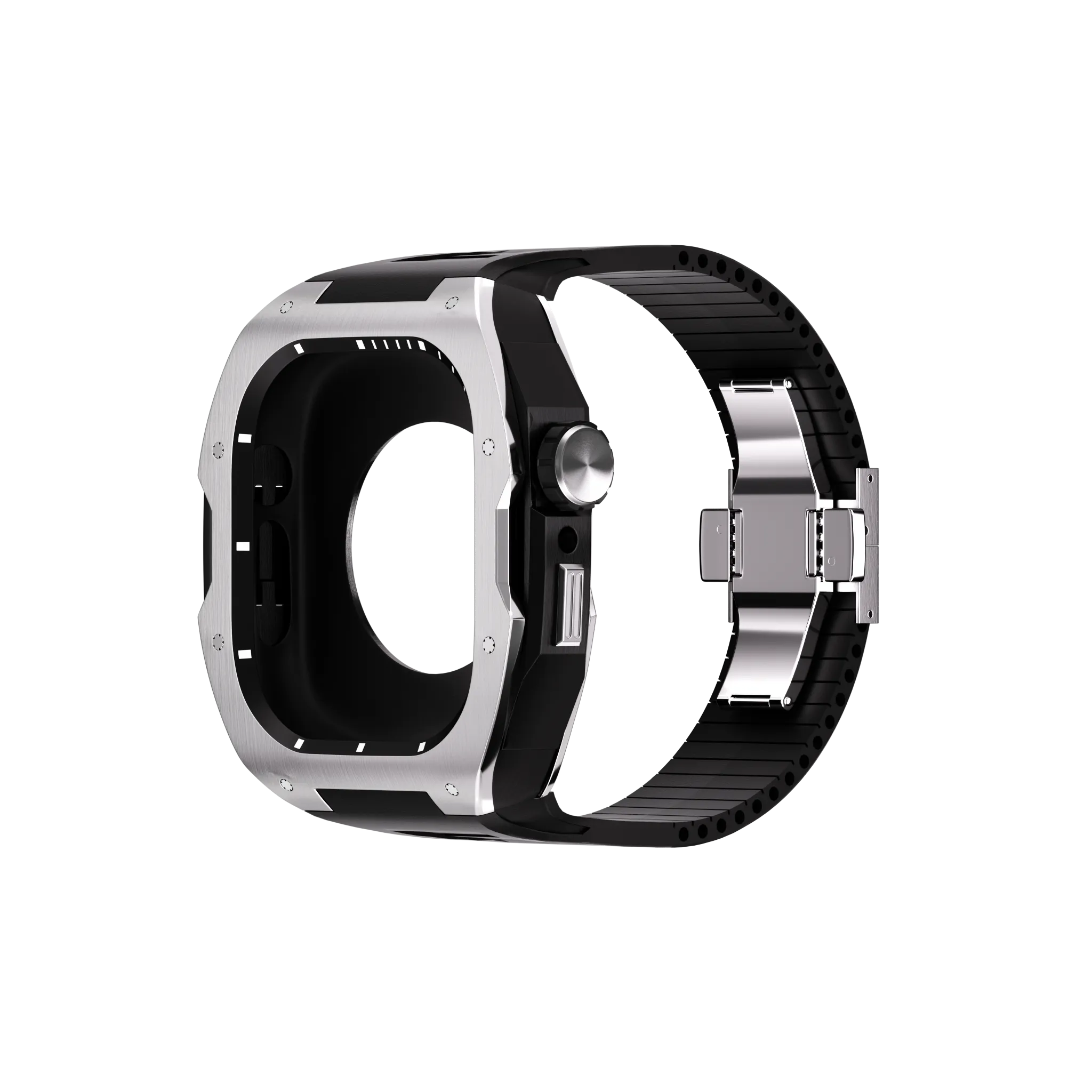 Reqior Apple Watch 45mm Hülle mit integriertem Gummi-Armband (Silber)