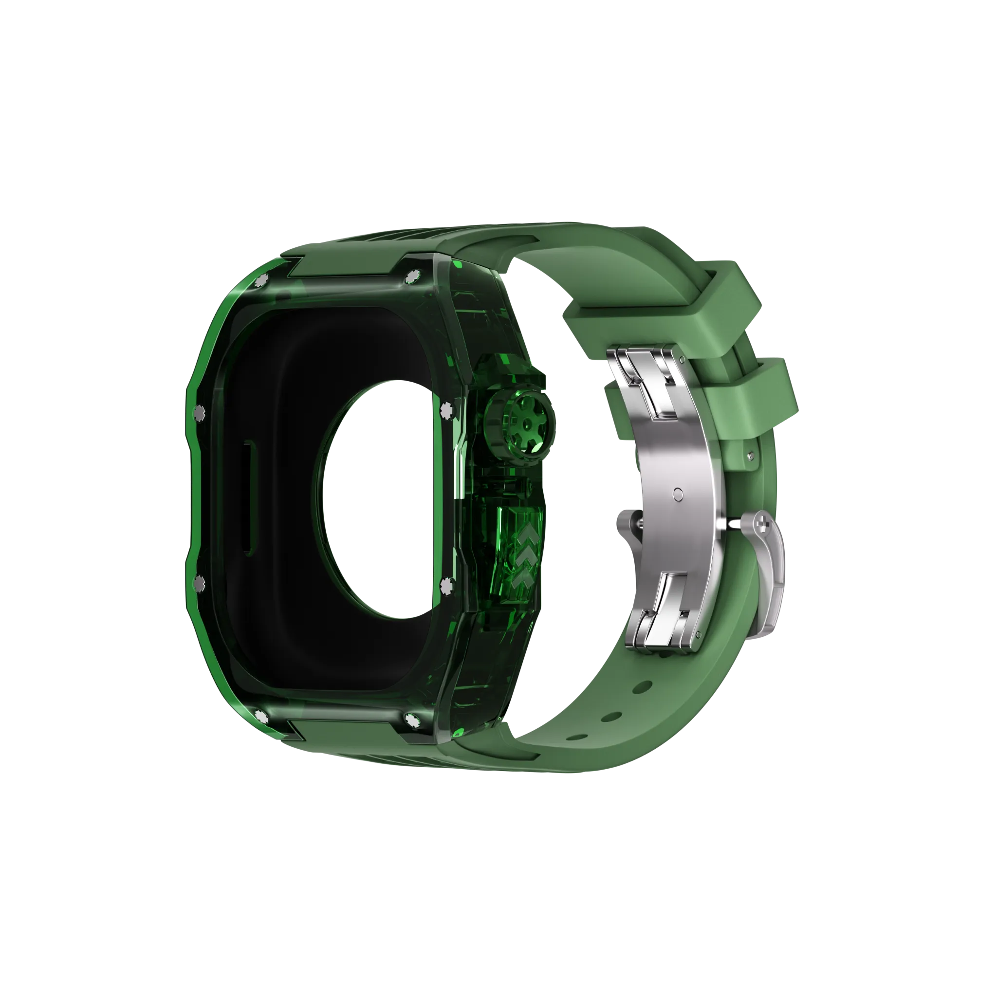 Reqior Apple Watch 45mm polymer case met rubberen band (groen)