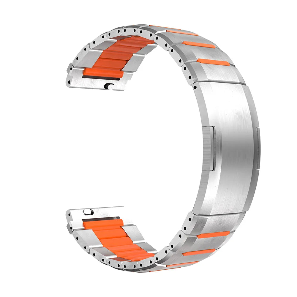 Polar Vantage V3 'One Push' Steel Hybrid Strap (Titanium/Orange)
