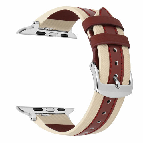 Apple Watch Slim Hybrid Leather Strap (Beige/Red)