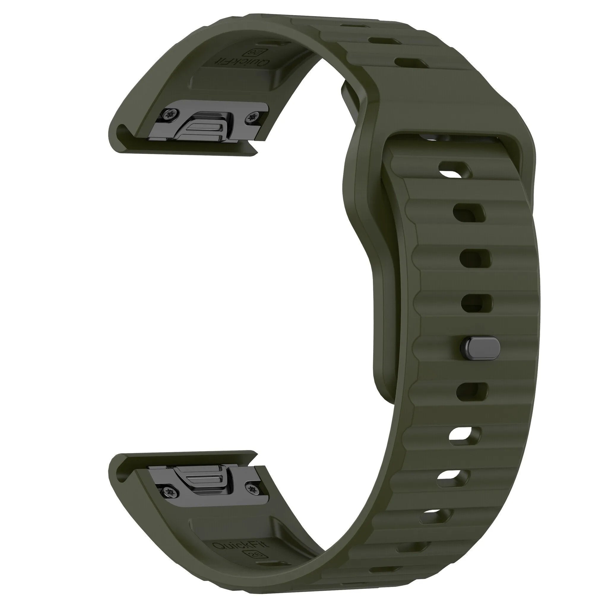 Outdoor Silicone Strap, army green, without a watch, 3/4 front view