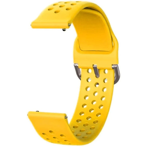 Breathable Silicone Strap, yellow, without a watch, 3/4 front view
