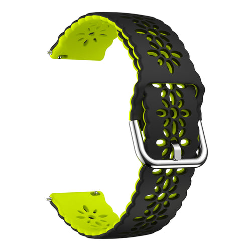 Patterned Silicone Strap, black/green, without a watch, 3/4 front view