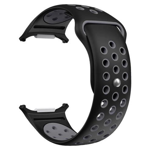 Silicone Sport Strap, black/grey, without a watch, 3/4 front view