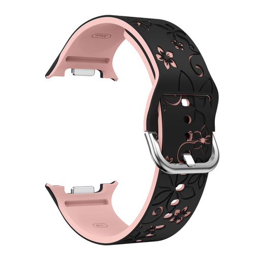 Bracelet silicone avec fleurs Samsung Galaxy Watch 8 - 40mm (noir/rose)