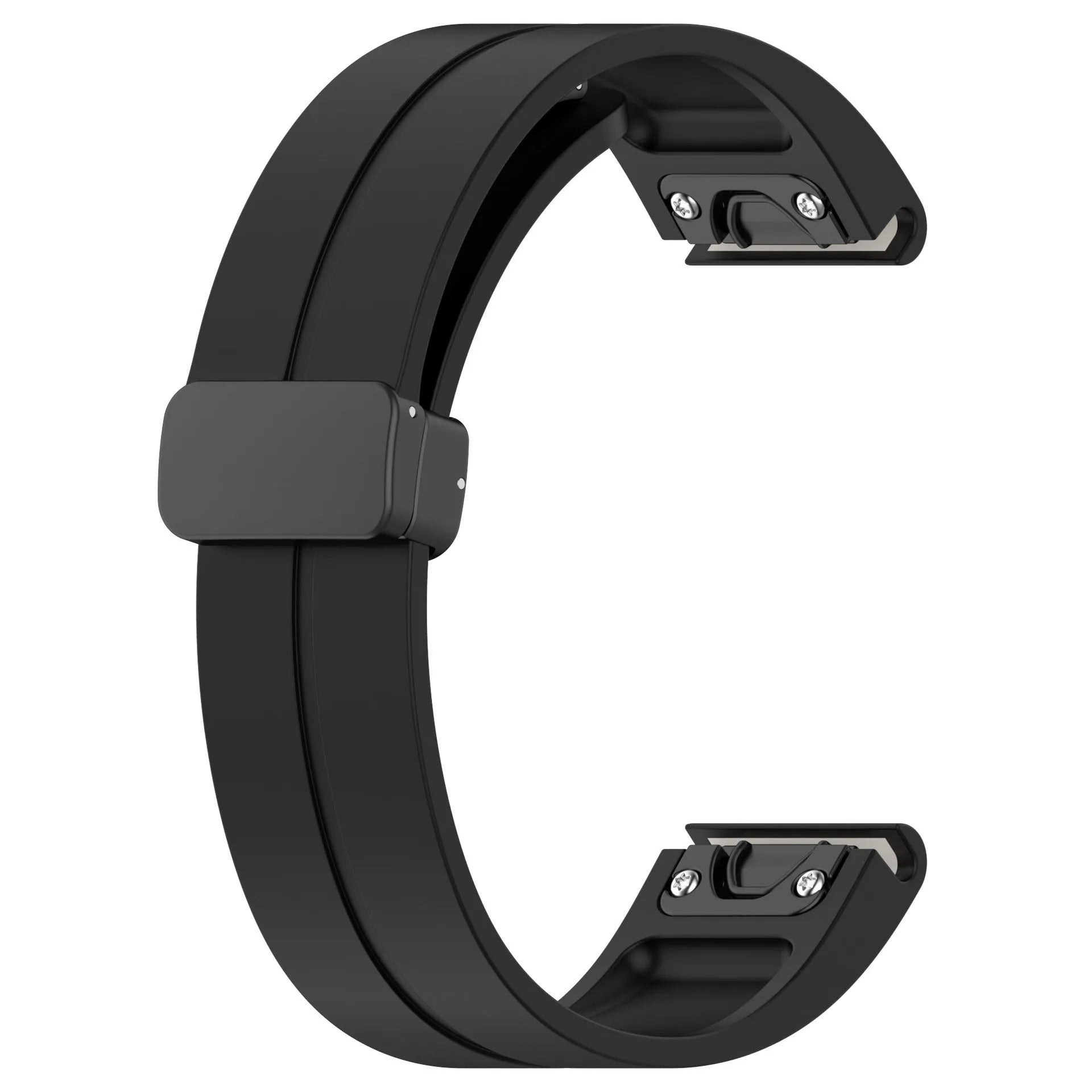 D-Buckle Silicone Strap, black, without a watch, 3/4 front view