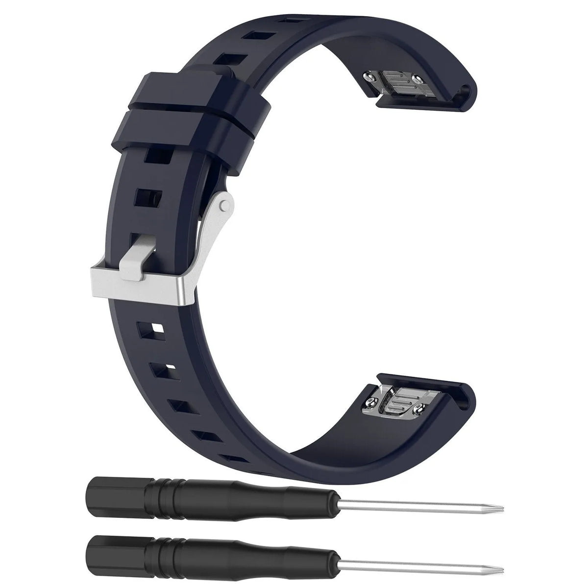 Glossy Silicone Strap, dark blue, without a watch, 3/4 front view