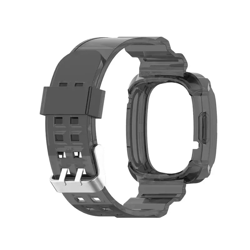 Silicone Clear TPU Strap, transparent black, without a watch, 3/4 front view