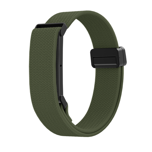 Biceps Nylon Bracelet with D-buckle, army green, without a watch, 3/4 front view