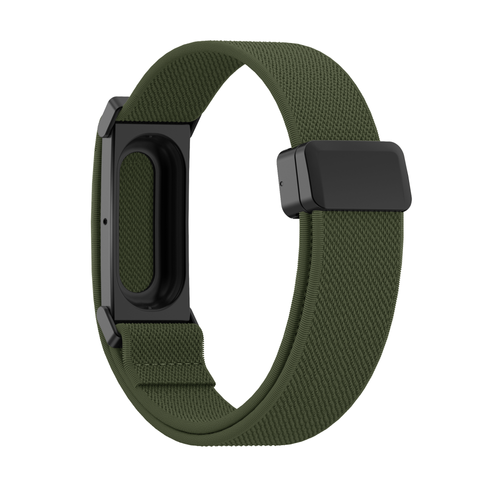 Biceps Nylon Bracelet with D-buckle, army green, without a watch, 3/4 front view
