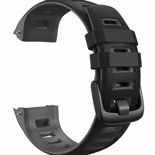 Silicone Sport Strap, black/grey, without a watch, 3/4 front view