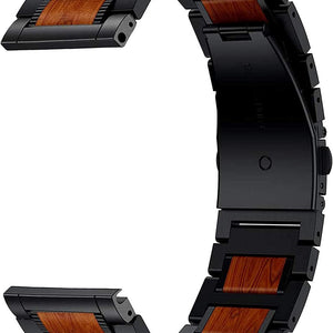 Bracelet acier/bois Garmin Venu 2 (noir)