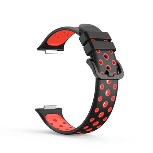 Silicone Sport Strap, black/red, without a watch, 3/4 front view