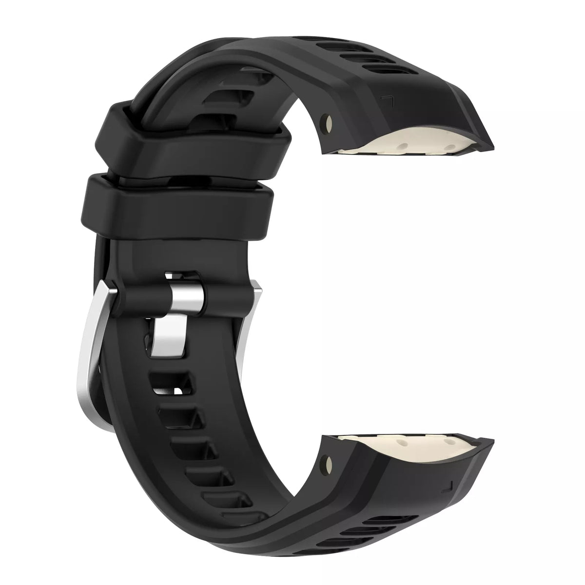 Silicone Strap, black, without a watch, 3/4 front view
