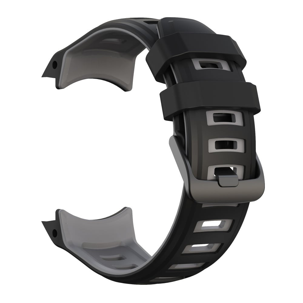 Silicone Sport Strap, black/grey, without a watch, 3/4 front view