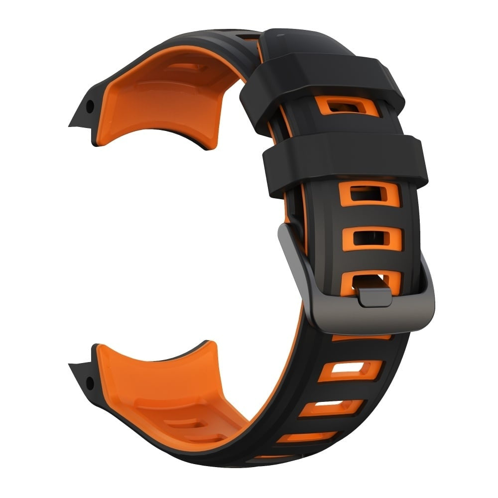 Silicone Sport Strap, black/orange, without a watch, 3/4 front view