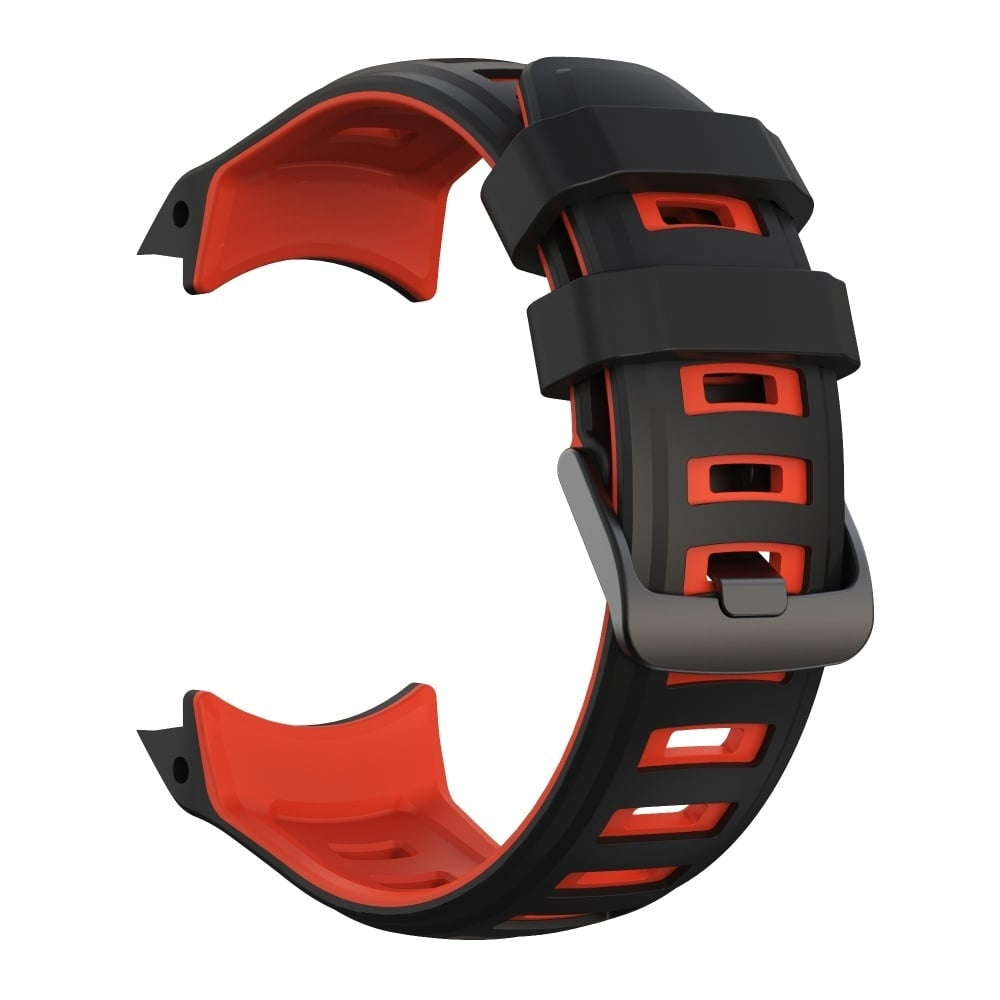 Silicone Sport Strap, black/red, without a watch, 3/4 front view
