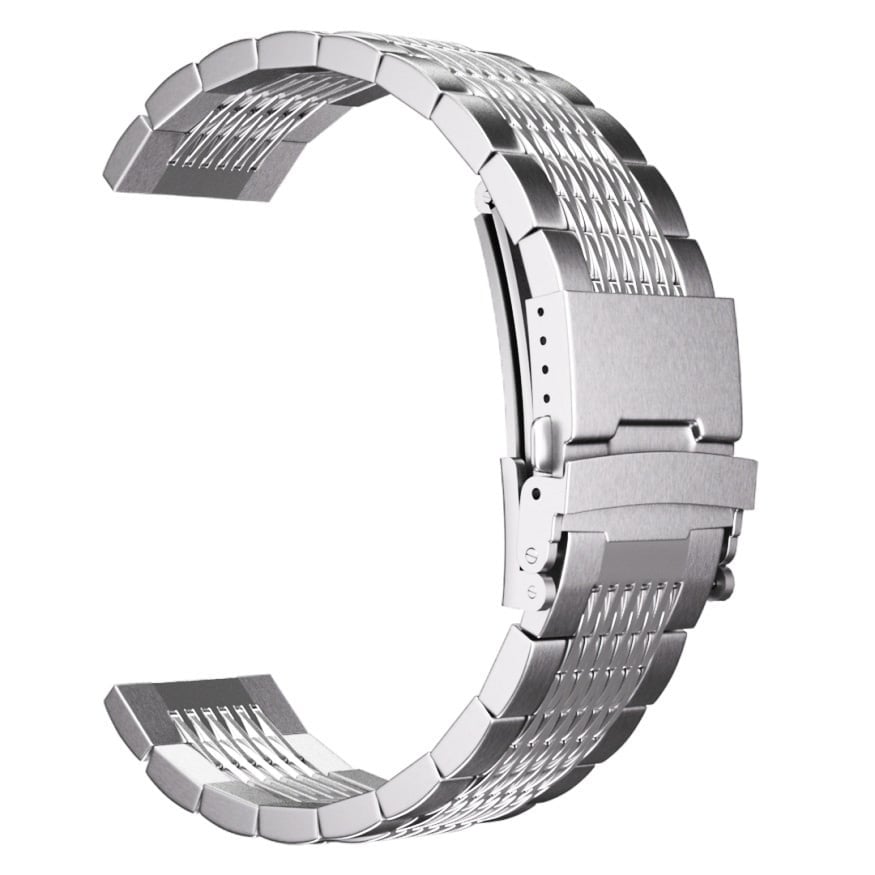 Luxury Steel Link Strap, silver, without a watch, 3/4 front view