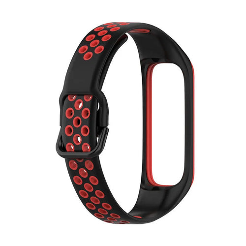 Silicone Sport Strap, black/red, without a watch, 3/4 front view
