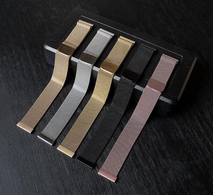 Milanese Strap, gold, without a watch, 3/4 front view