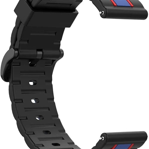 Silicone Special Edition Strap, black/blue, without a watch, 3/4 front view