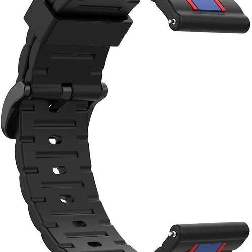 Silicone Special Edition Strap, black/blue, without a watch, 3/4 front view