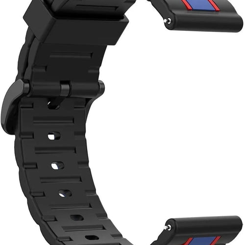 Silicone Special Edition Strap, black/blue, without a watch, 3/4 front view
