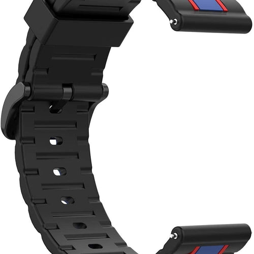 Silicone Special Edition Strap, black/blue, without a watch, 3/4 front view