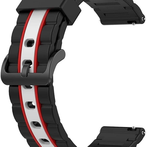 Silicone Special Edition Strap, black/white, without a watch, 3/4 front view