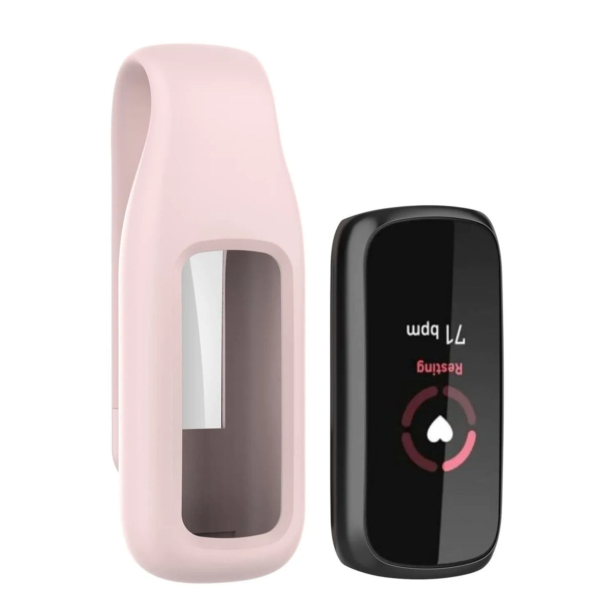 Silicone Clip, pink, without a watch, 3/4 front view