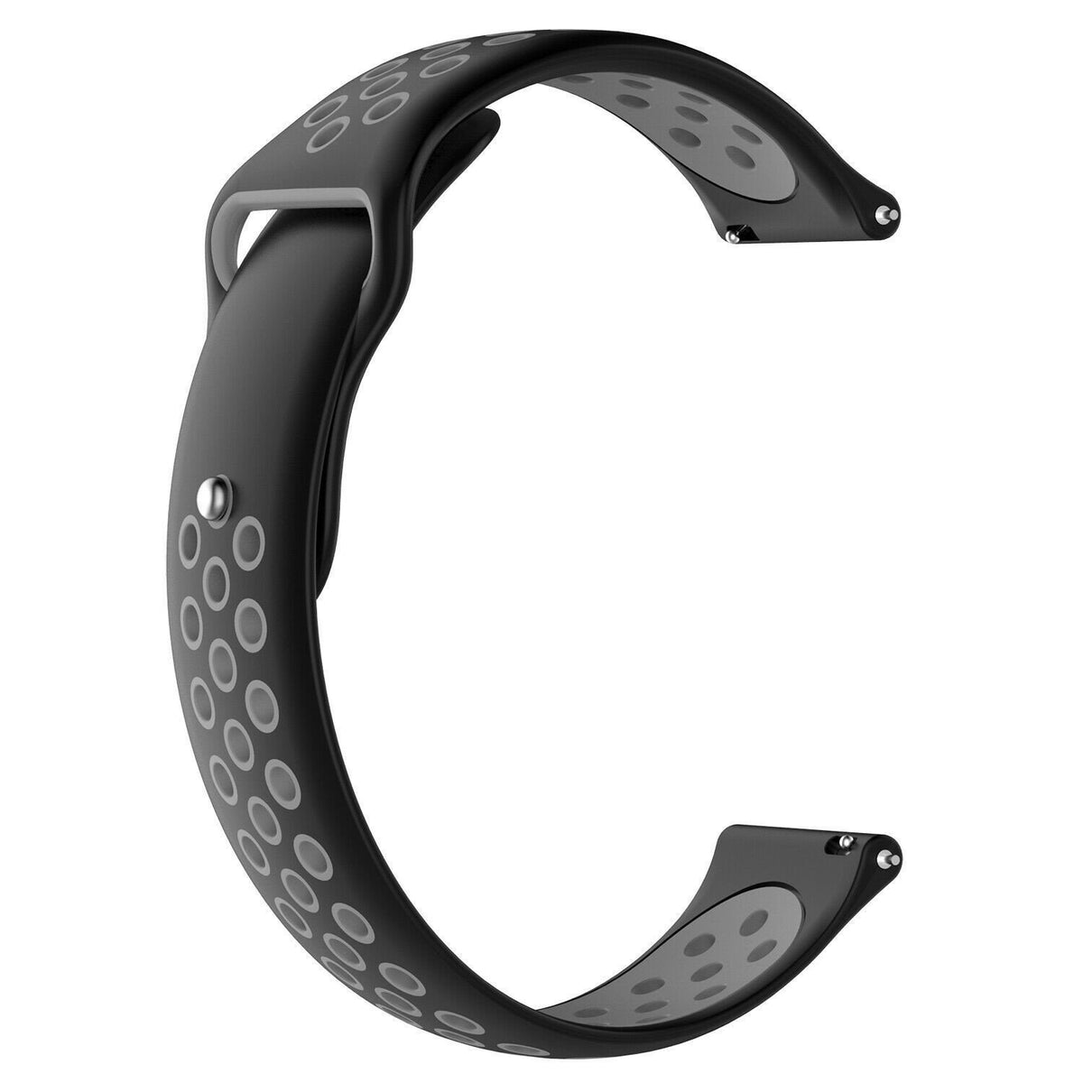 Silicone Sport Strap, black/grey, without a watch, 3/4 front view