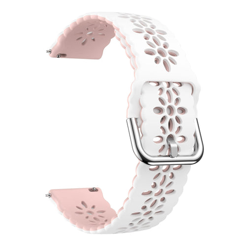 Patterned Silicone Strap, white/pink, without a watch, 3/4 front view