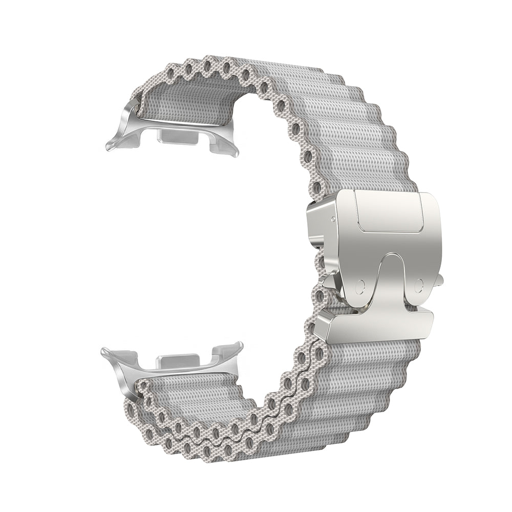 Correa nylon Outdoor con hebilla-P Samsung Galaxy Watch 8 - 40mm (blanco con plata)