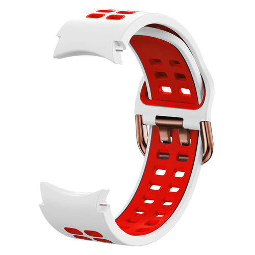 Silicone Squared Sport Strap, white/red, without a watch, 3/4 front view
