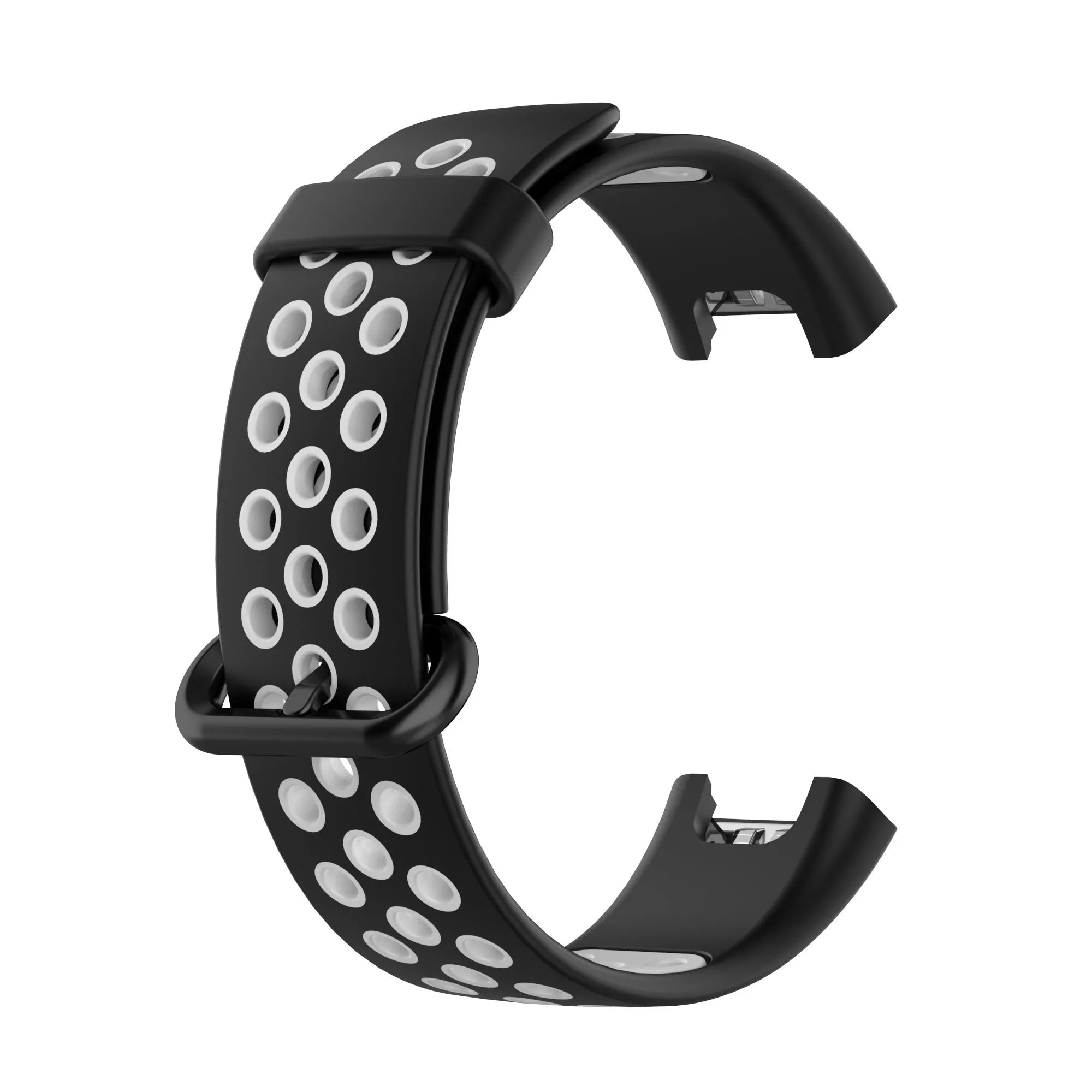 Silicone Sport Strap, black/grey, without a watch, 3/4 front view