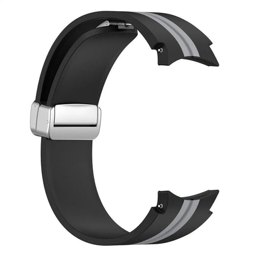 Silicone Magnetic Sport Strap, black/grey, without a watch, 3/4 front view