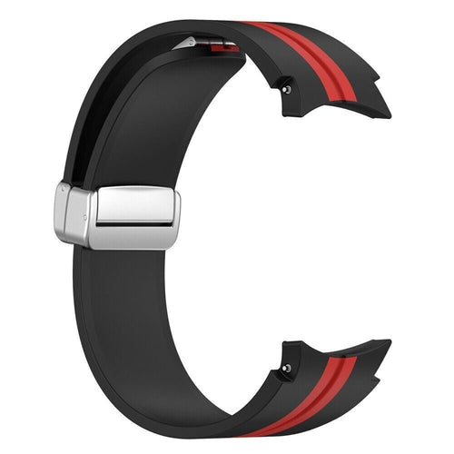 Silicone Magnetic Sport Strap, black/red, without a watch, 3/4 front view