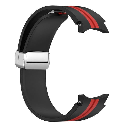 Silicone Magnetic Sport Strap, black/red, without a watch, 3/4 front view