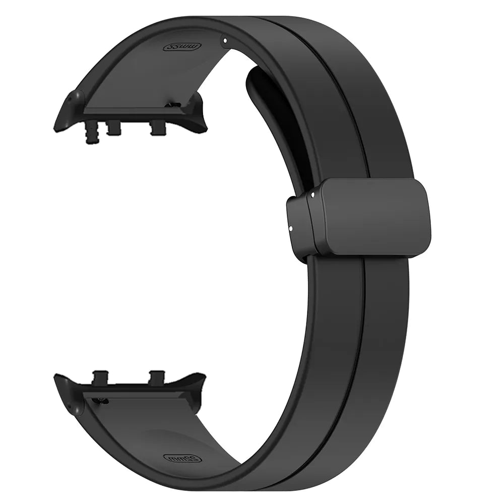 D-Buckle Silicone Strap, black, without a watch, 3/4 rear view