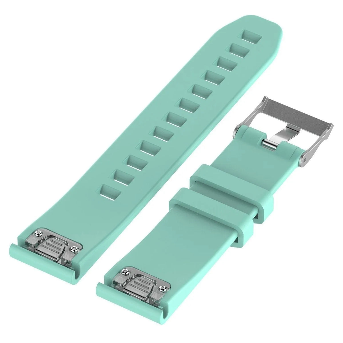 Glossy Silicone Strap, aqua, without a watch, 3/4 rear view
