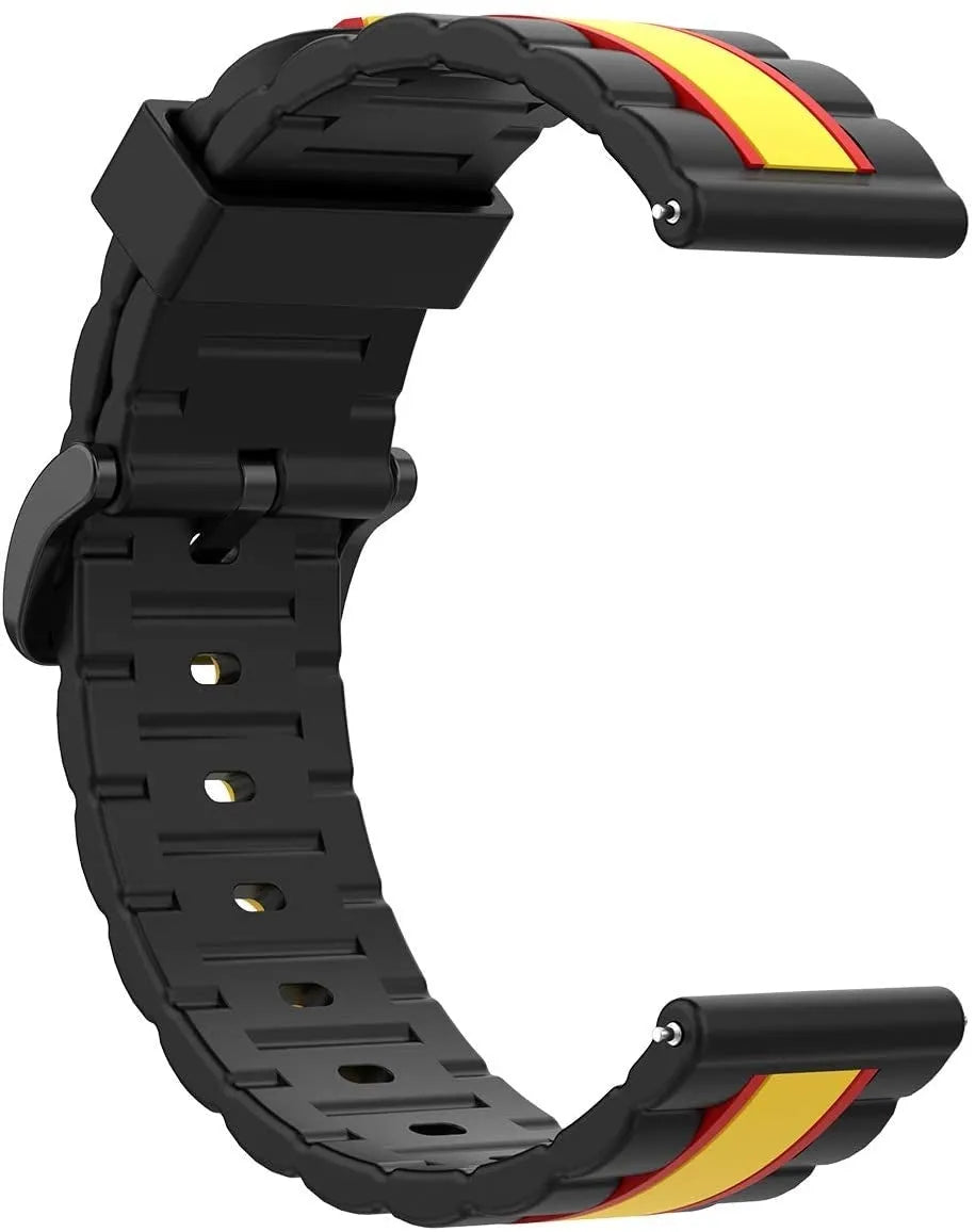 Silicone Special Edition Strap, black/yellow, without a watch, 3/4 rear view